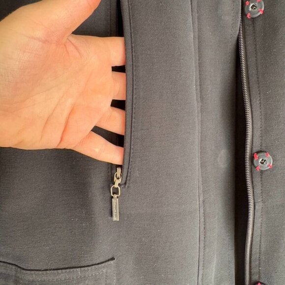 Vintage Y2K Hilfiger Black Stretch Cotton Long Military Midi Coat Size X-Large - Picture 9 of 17